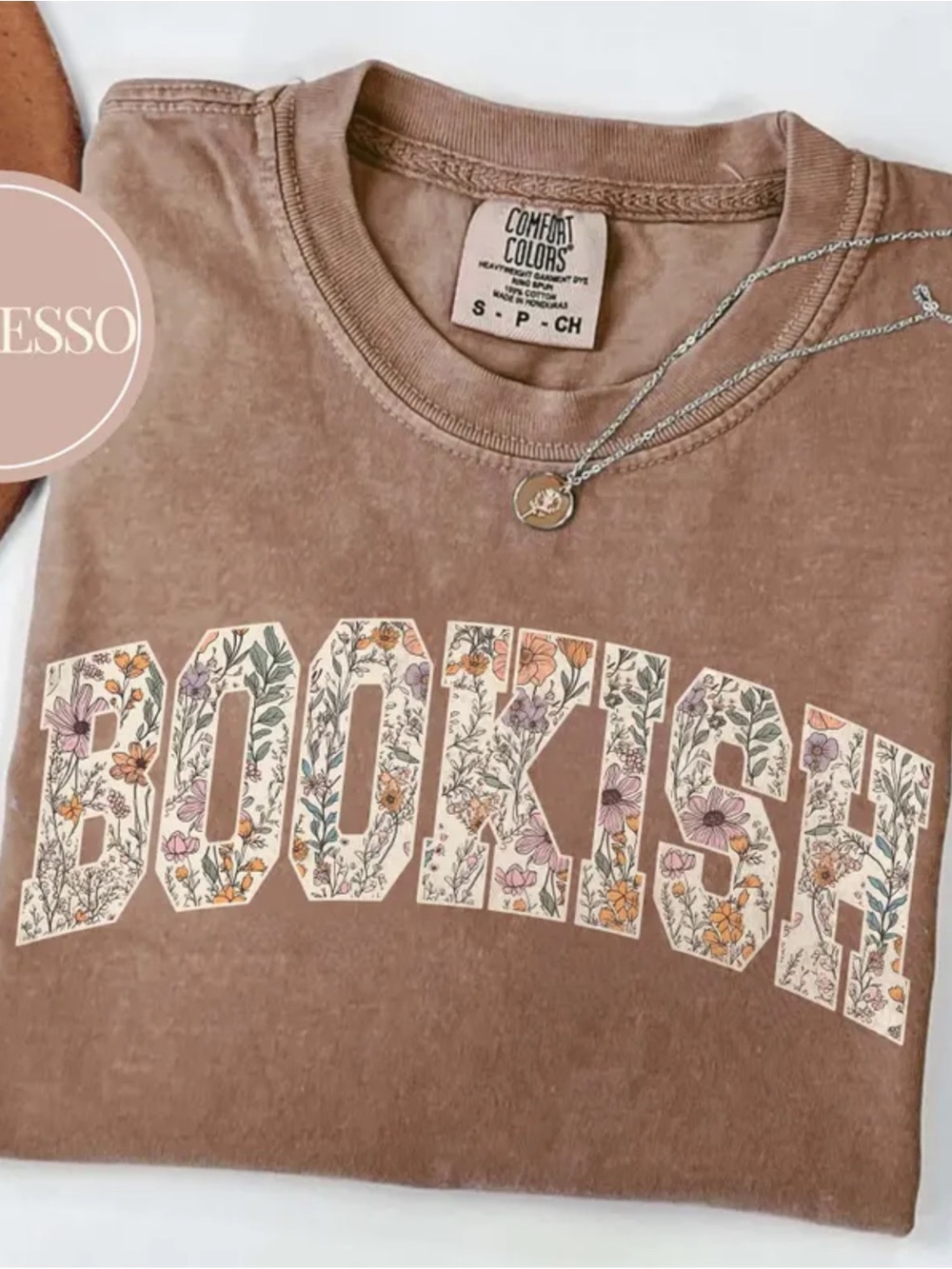 Comfort Colors Espresso Floral Block Letter Short Sleeve Tee